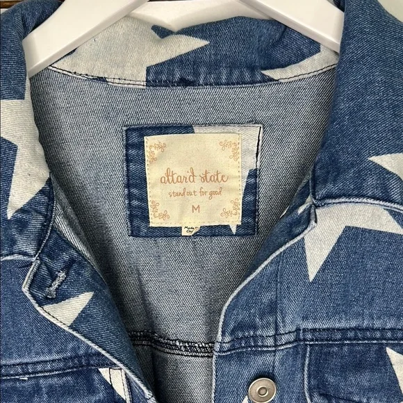 Altar'd State Denim Jean Jacket With Stars - Picture 2 of 11